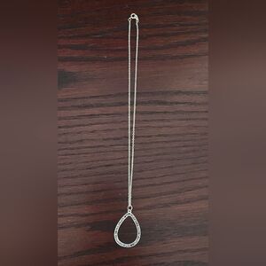 Elegant Silver Colored Teardrop Pendant Necklace